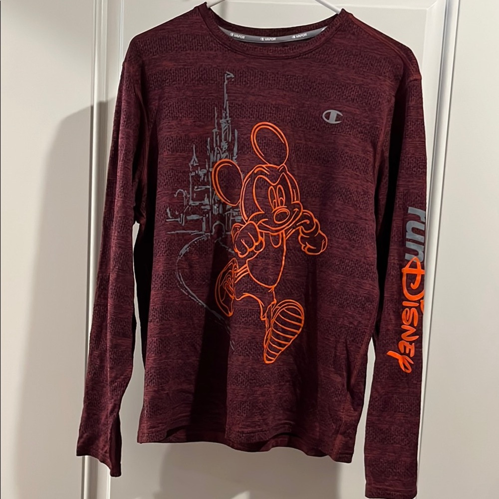 Champion Disney Long Sleeve Shirt - Men’s M, Maroon and Orange. Like new.